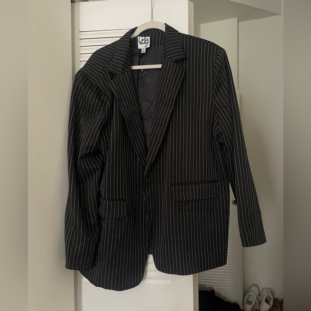 ASOS Black Pinstripe Blazer